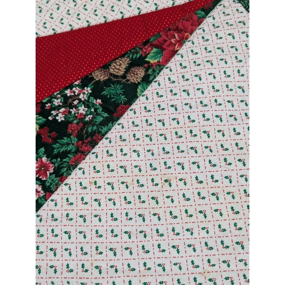 43” Quilted Star Country Christmas Tree Skirt Primitive Handmade Vintage
